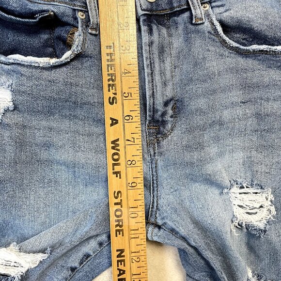 Kensie Jeans Womens 10 Blue Vintage Luxe The Straight Stretch Distressed Denim - Picture 4 of 9